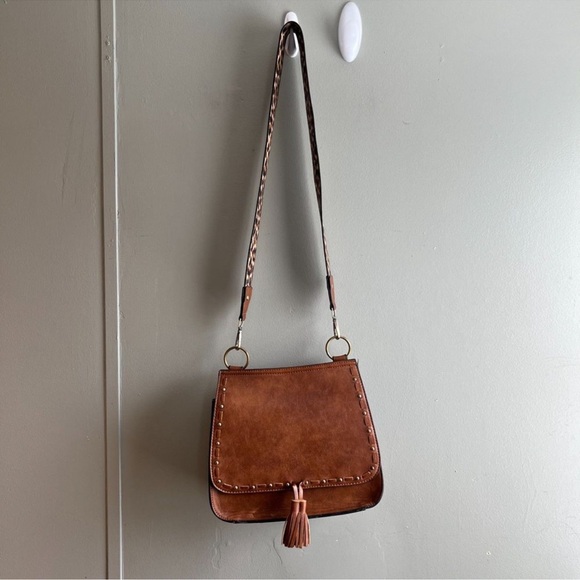 Jenn & CO Bailey Brown Vegan Leather Crossbody Bag Leopard Print Strap - Picture 11 of 11